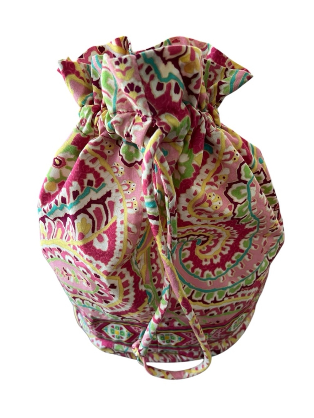 Vera Bradley Capri Melon Paisley Drawstring Vinyl Lined Ditty Bag